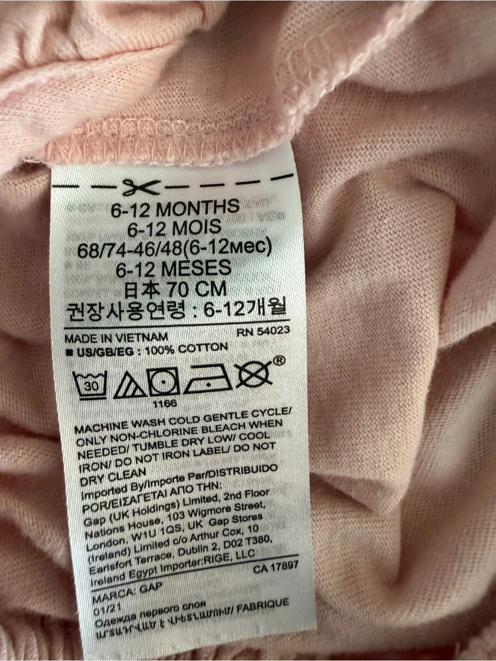 GAP Baby Pink Sleeveless Cotton Romper Size 6-12M